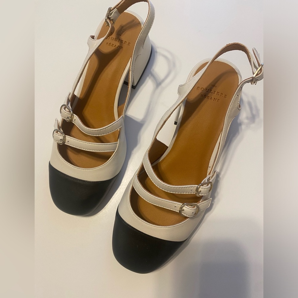 Sezane Paula Babies shoes Ecru/Black Size 36 / US 6